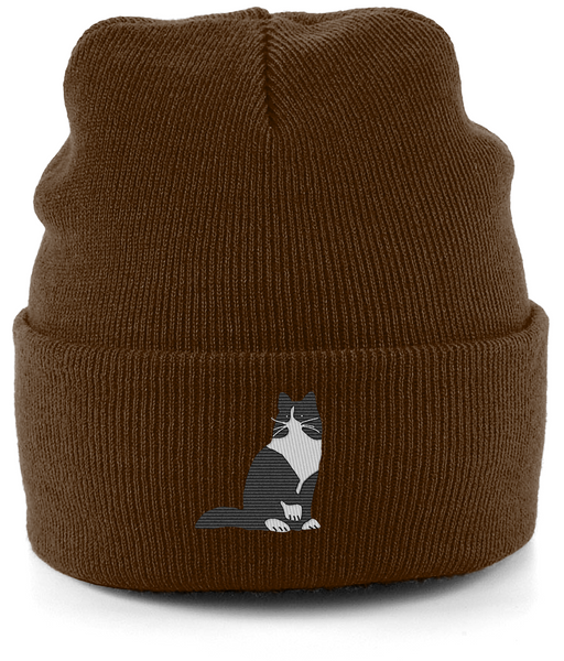 Cat Tuxedo Long Hair Cat Beanie