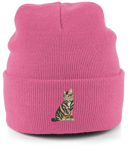 Tabby Cat Embroidered Beanie Hat