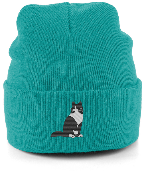 Cat Tuxedo Long Hair Cat Beanie