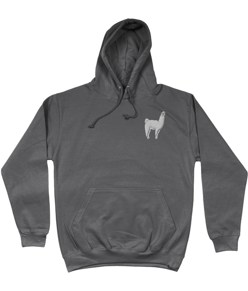 White Llama embroidered Hoodie