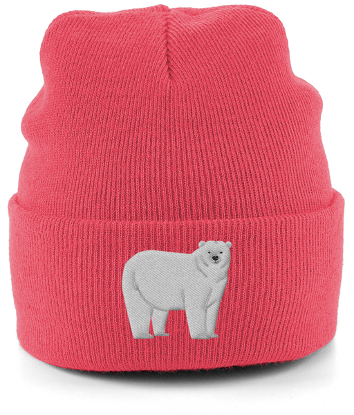 Polar Bear Embroidered Beanie Hat