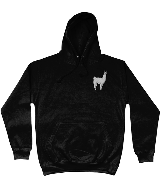 White Llama embroidered Hoodie