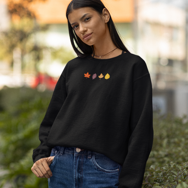 Leaves Tree Embroidered Sweatshirt, Wonderful World
