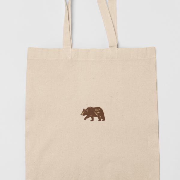Brown Bear Embroidered Tote Bag, Bear Tote bag