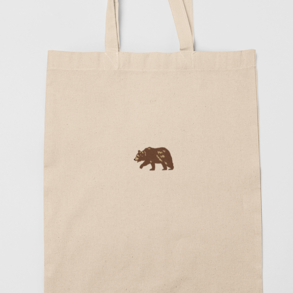 Brown Bear Embroidered Tote bag
