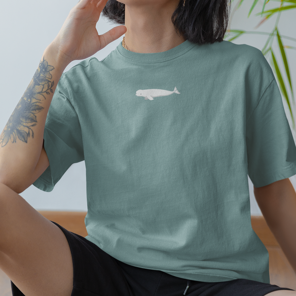 Beluga Whale Embroidered Tshirt, Wonderful World tshirt