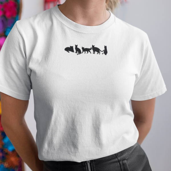 Black Cats Embroidered Tshirt embroidered by Wonderful World