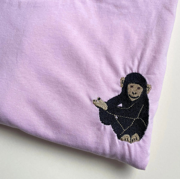 Chimp Embroidered Pink Hoodie