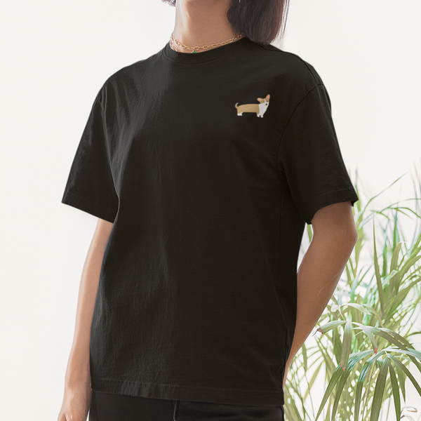 Corgi Tshirt, Embroidered Welsh Corgi Tshirt