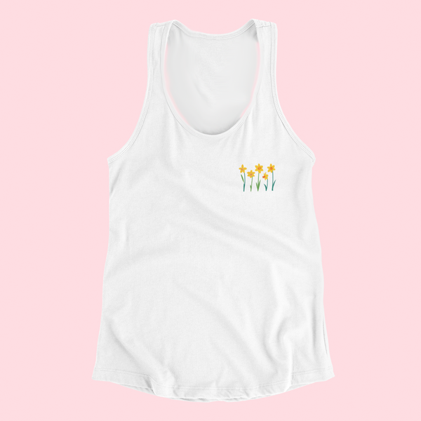 Daffodils Embroidered Tank Top Vest