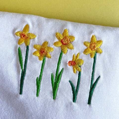 Daffodil embroidered tshirt, Daffodil tshirt, Floral flower tshirt