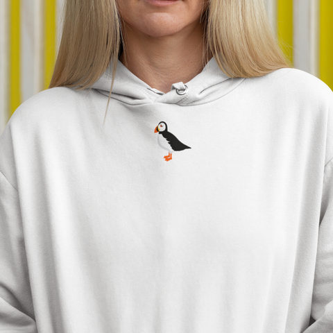 Puffin Embroidered Hoodie, British Bird, Embroidered hoody