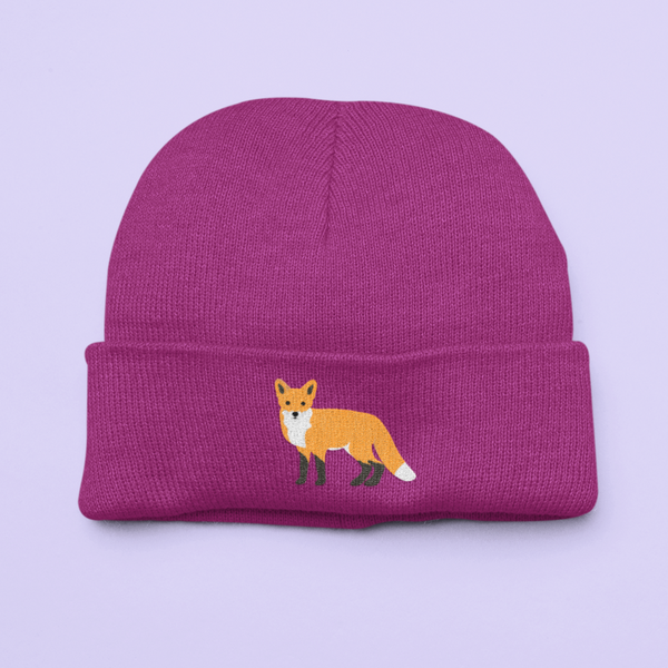 Embroidered Fox Beanie Hat, Fox Beanie Hat, Foxes