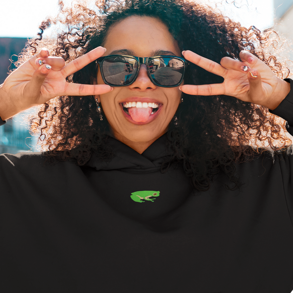 Frog embroidered hoodie, Wonderful World frog hoodie