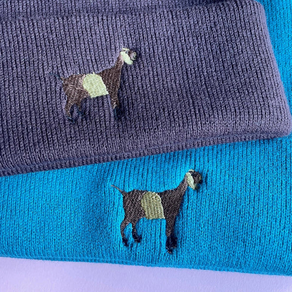 Goat Embroidered Beanie Hat