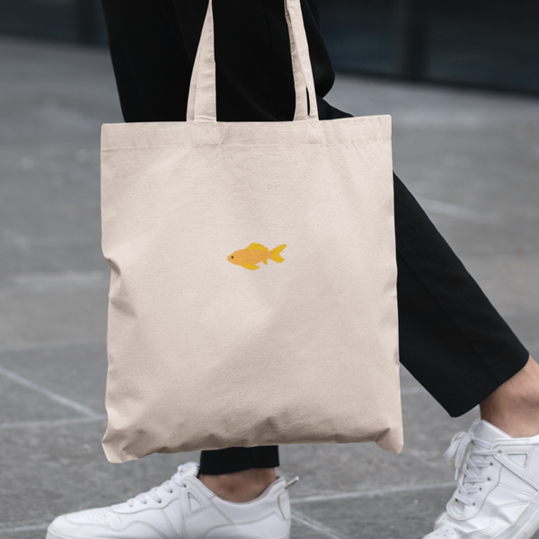 Goldfish Embroidered Tote Bag