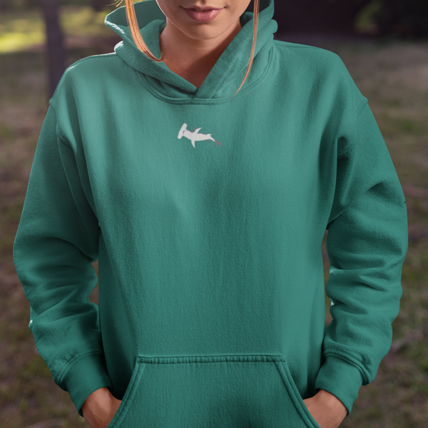 Hammerhead shark embroidered hoodie, Wonderful World, UK, Embroidered Hoodie