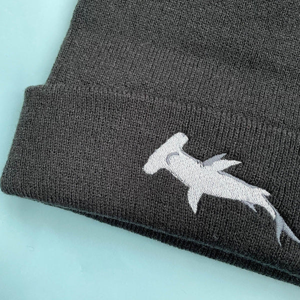 Hammerhead shark embroidered beanie