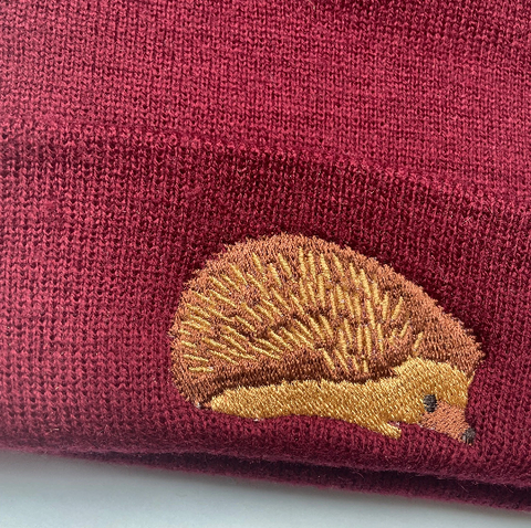 Hedgehog embroidered beanie hat Wonderful World