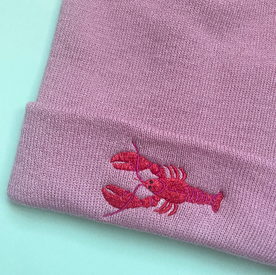 Lobster Embroidered Beanie Hat