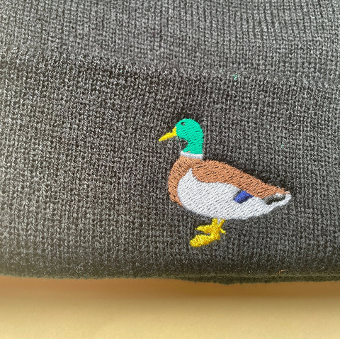Mallard duck embroidered beanie hat