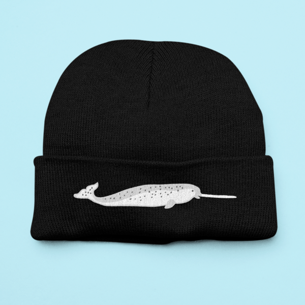 Narwhale embroidered beanie hat