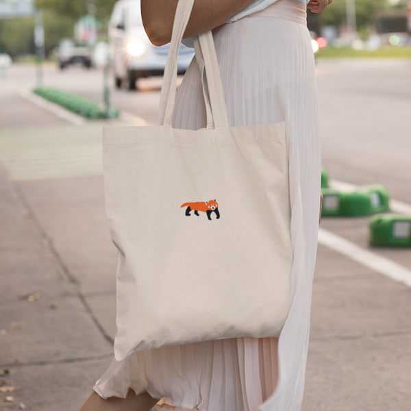 Red Panda Embroidered Tote Bag