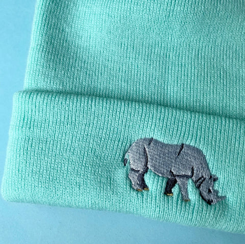 Rhino embroidered beanie hat