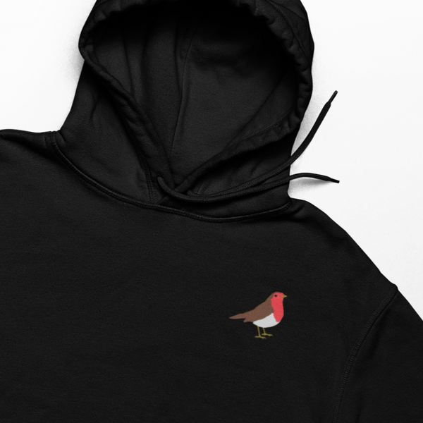 Robin Redbreast Hoodie, Embroidered Robin Hoodie, Wonderful World Robin