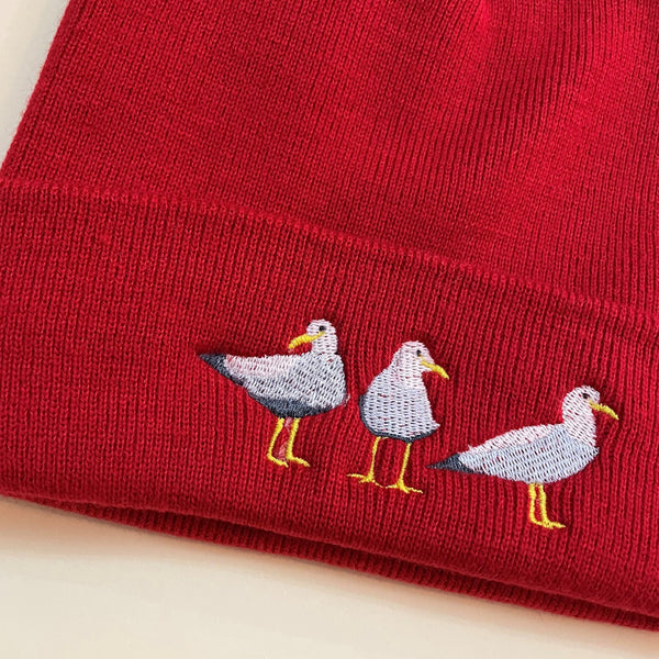 Seagull Embroidered Beanie Hat