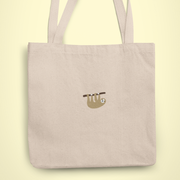 Embroidered Sloth, Sloth Tote Bag embroidered by Wonderful World