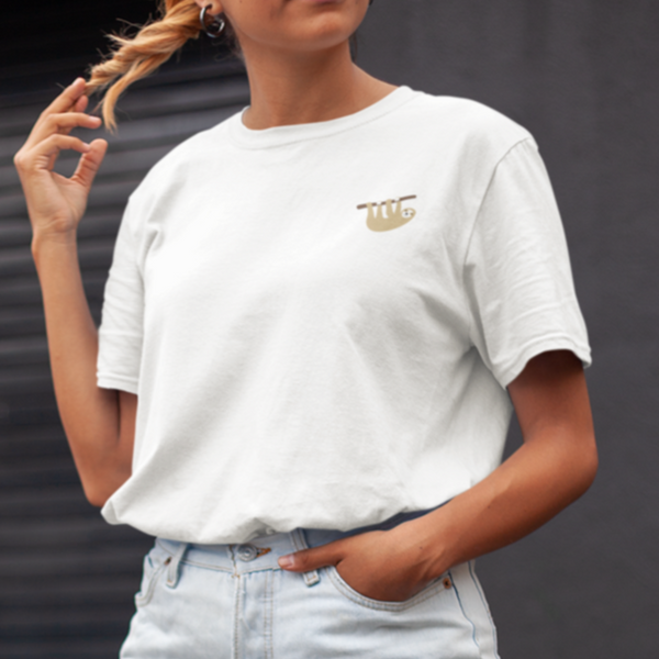 Sloth Embroidered Tshirt embroidered by Wonderful World
