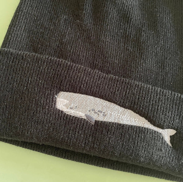 Sperm Whale embroidered beanie hat