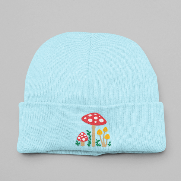 Toadstool Mushroom Embroidered Beanie Hat