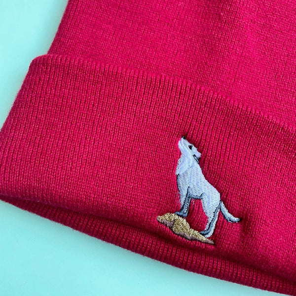 Howling Wolf Beanie Hat embroidered by Wonderful World