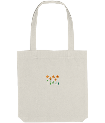 Daffodil embroidered tote bag, flowers embroidered by Wonderful World