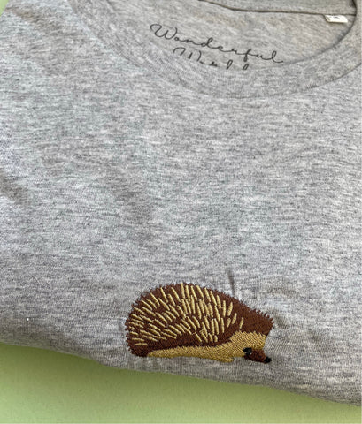 Hedgehog tshirt embroidered