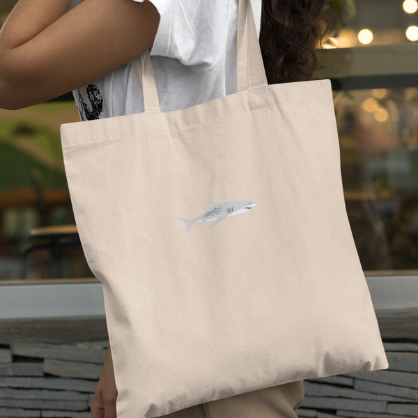 Embroidered Shark Tote Bag