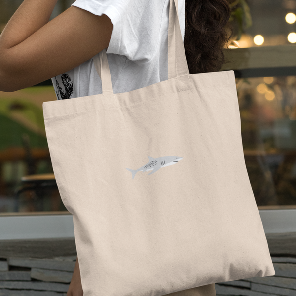Shark Embroidered Tote Bag