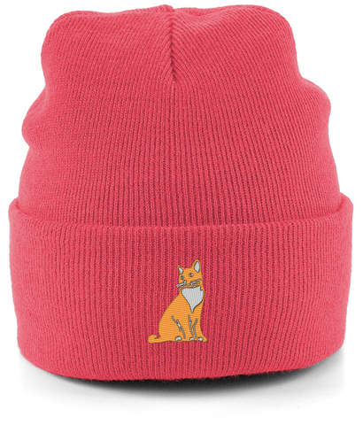 Ginger Cat Embroidered Beanie hat