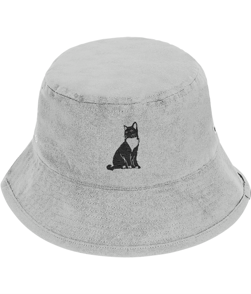 Tuxedo Cat Embroidered Bucket Hat