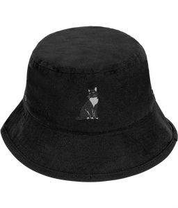 Tuxedo Cat Embroidered Bucket Hat