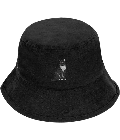 Tuxedo Cat Embroidered Bucket Hat