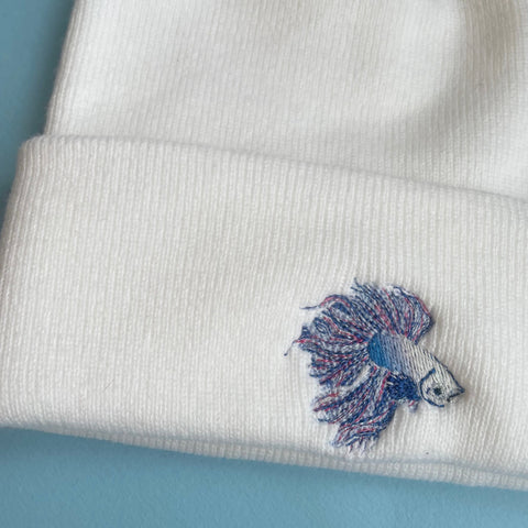 Siamese fighting fish Beanie Hat, Embroidered Siamese Fighting Fish Beanie Hat