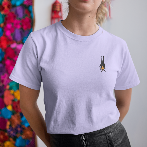 Bat Embroidered Tshirt, Organic Cotton Bat Tshirt
