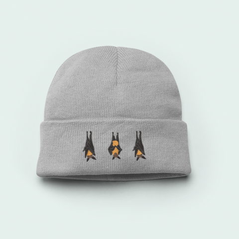 Bat Embroidered Beanie Hat, Bats Beanie Hat, Embroidered Bat Beanie