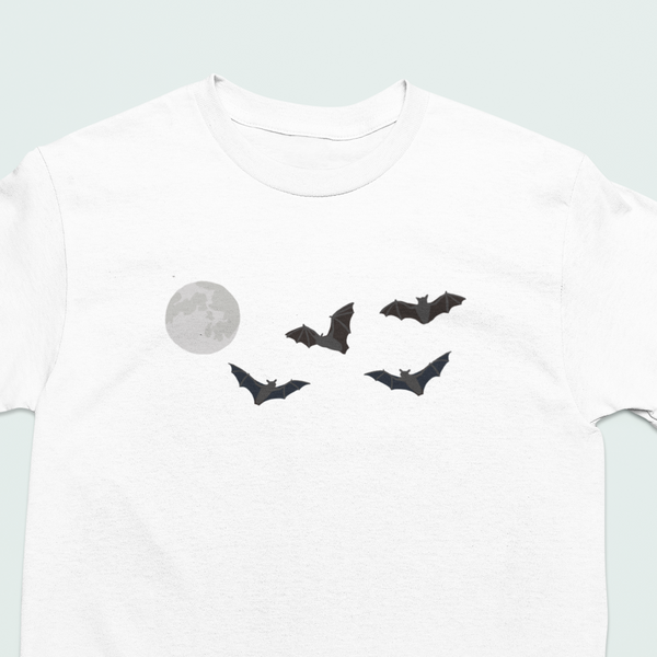 Bat Embroidered Tshirt, Bats by Moon Tshirt