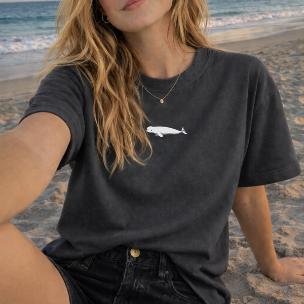 Beluga Whale Tshirt, Embroidered Beluga whale Tshirt