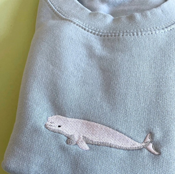 Beluga Sweatshirt, Embroidered Beluga Jumper