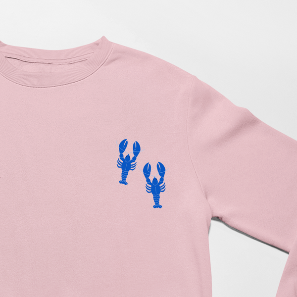 Blue Lobster Sweatshirt, Embroidered Blue Lobsters